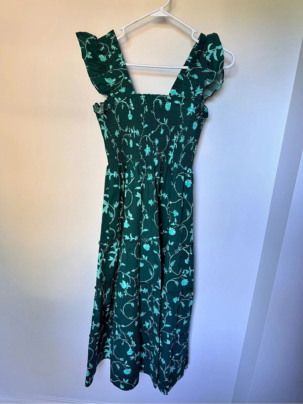 Hill House Home The Ellie Nap Dress Floral Maxi Dress in Green & Blue Size XS